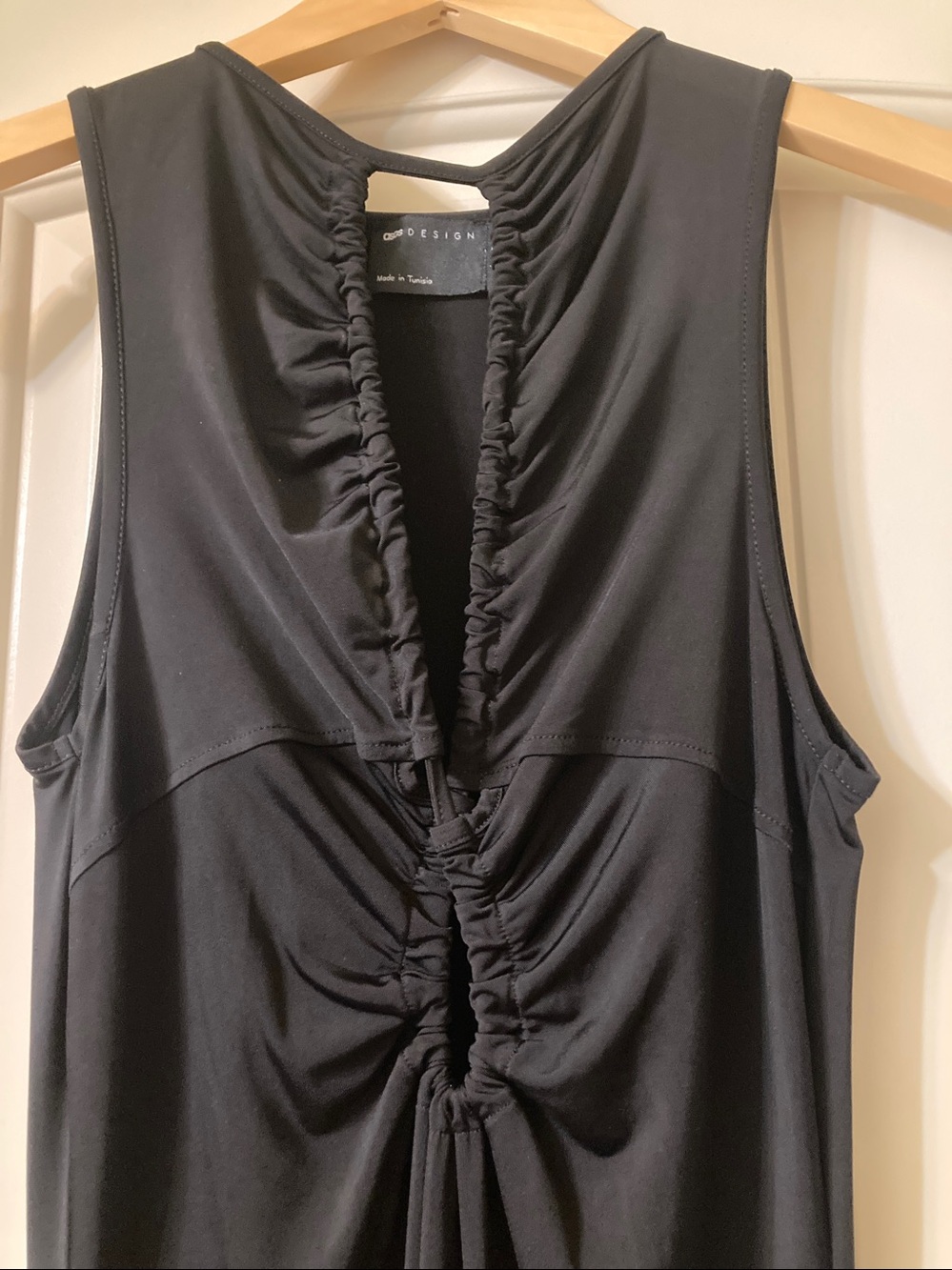 ASOS Black Sleeveless Ruched V-Neck Maxi Dress